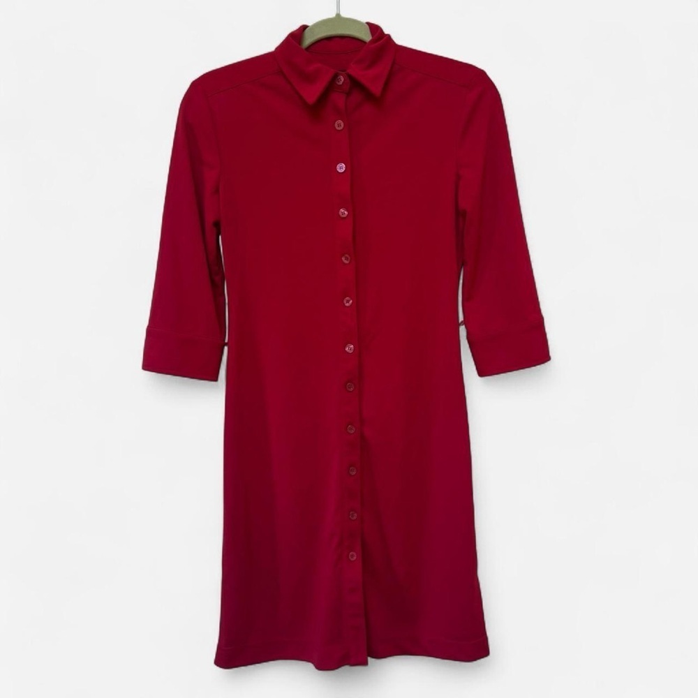 Vintage Express red button up Collared dress